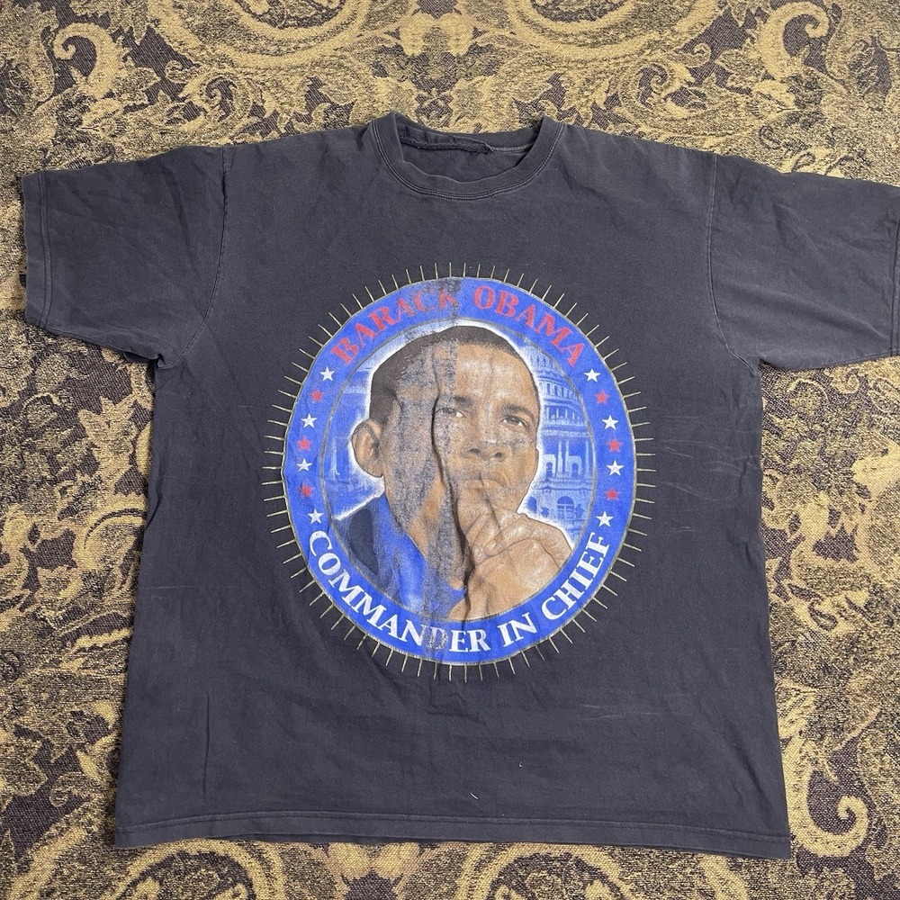 Barack Obama Commander In Chief President Black Shirt Mens Size XL